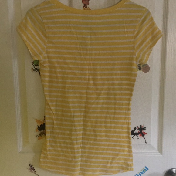 Derek Heart Yellow/White Stripped V-Neck Size M - Picture 3 of 4